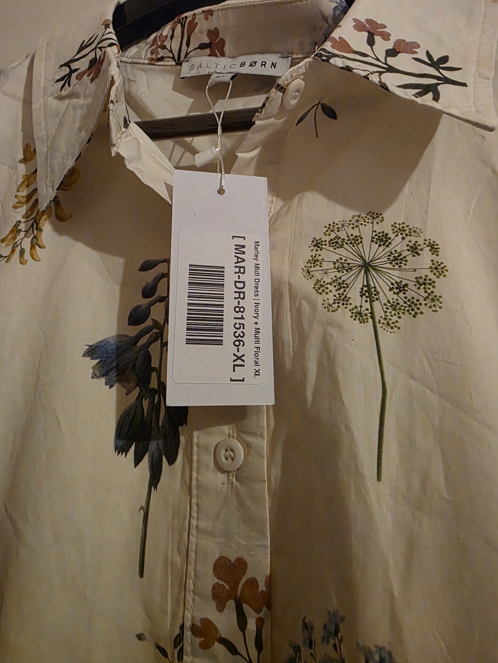Baltic Born Cream Floral Button-Front Midi Dress - Picture 2 of 3